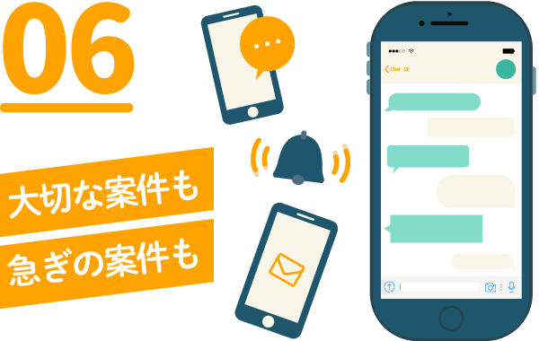 メールやラインで要件をご連絡